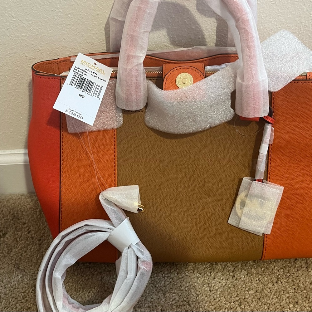 Michael Kors Orange and Tan Satchel - Picture 3 of 5